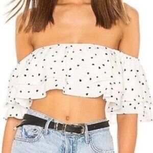 New Superdown Hearts Ruffle Top Crop Festival Party Concert